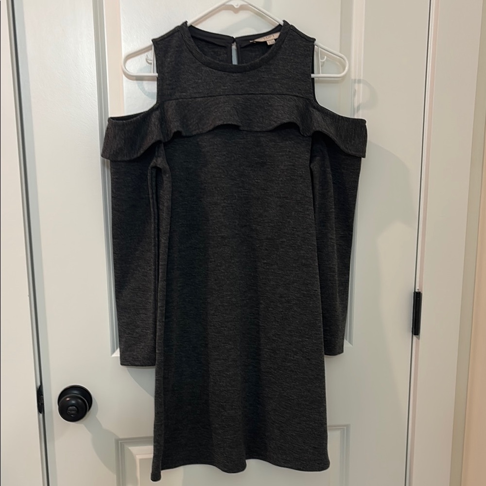 LOFT Gray Dress Cold Shoulder Sleeves